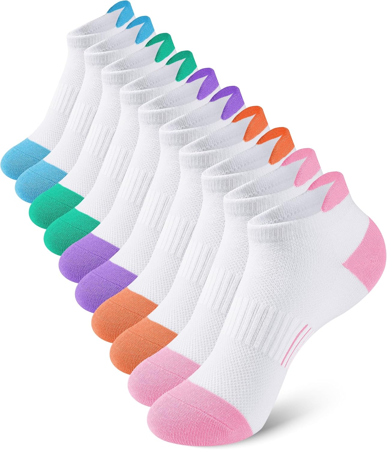 Somaibo 10 Pairs Kids Socks for Boys Girls Low Cut Athletic Ankle Socks Half Cushioned Crew Cotton No Show Socks