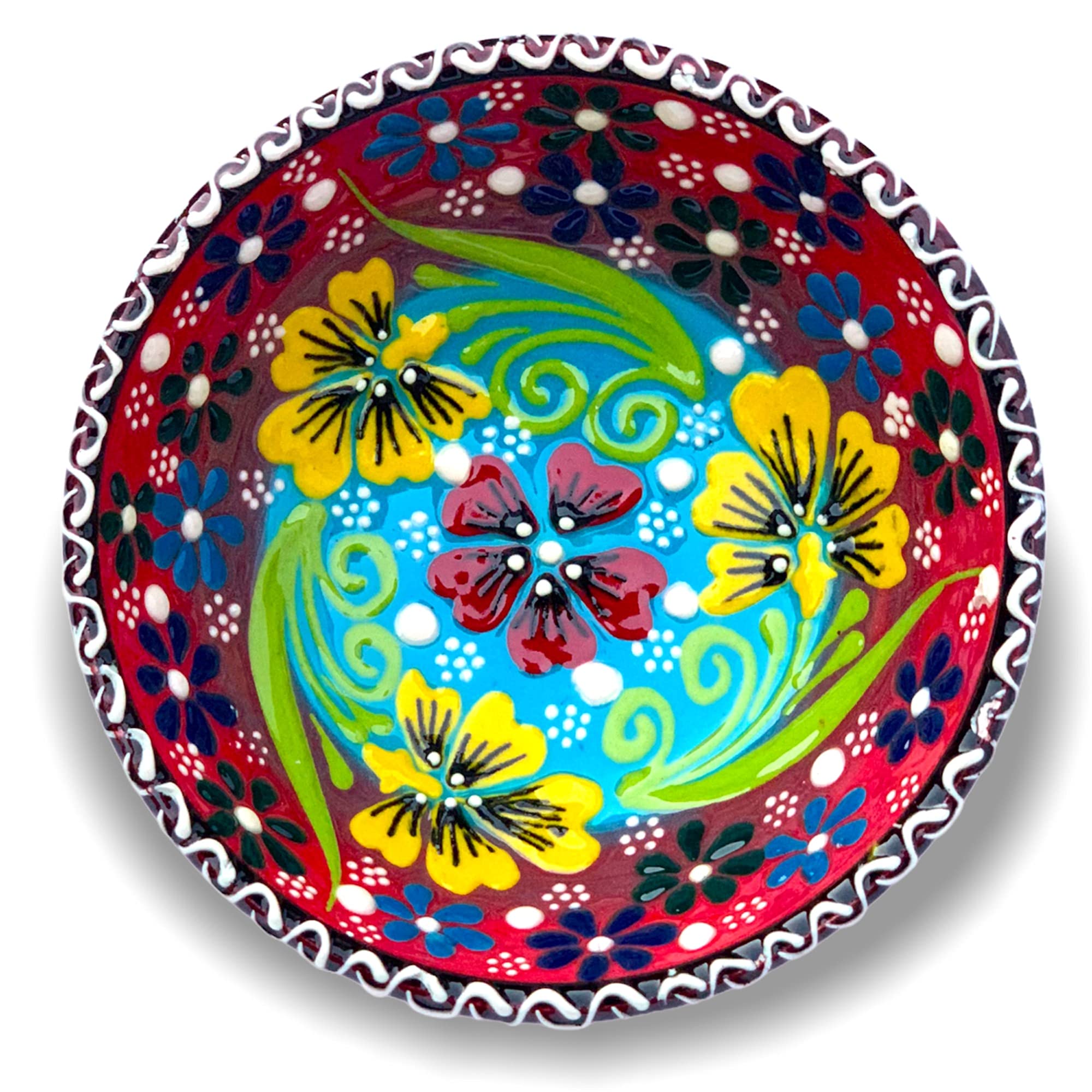 La Luna 12 Cm Ceramic Bowls Set of 2 for Snack, Tapas, Pudding, Nuts, Rice, Yoghurt, Hummus, Appetizer, Soy Sauce for Use or Decorative (Red)