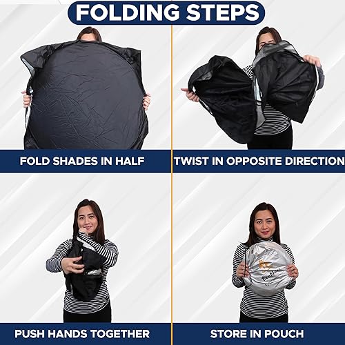 Miniatura 8 de EcoNour Parasol para parabrisas de camión con corte de espejo trasero, parasol para ventana delantera para rayos UV y protección contra el calor,