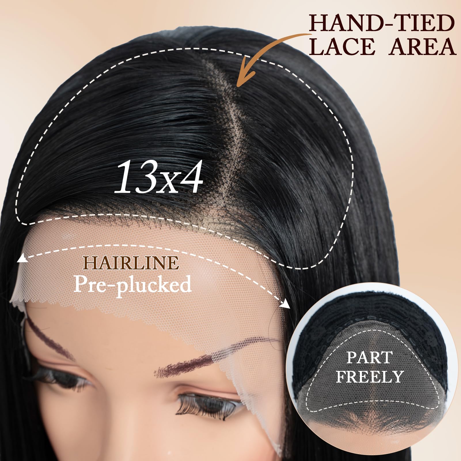FASHION IDOL 13 * 4 Parrucca in capelli sintetici di alta qualità HD per donne e ragazze Adatta a tutte le occasioni e all'uso quotidiano 95 cm