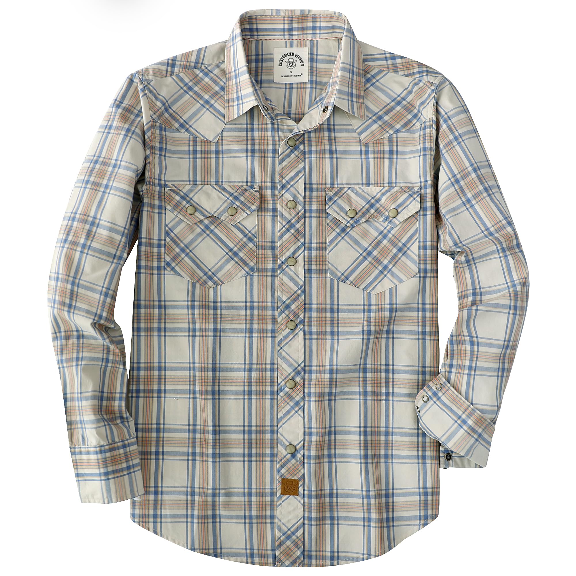Dubinik® Freizeithemden Für Herren Westernhemd Druckknöpfen Cowboy Kariertes Baumwolle Comfort Fit Langarm Arbeitshemd