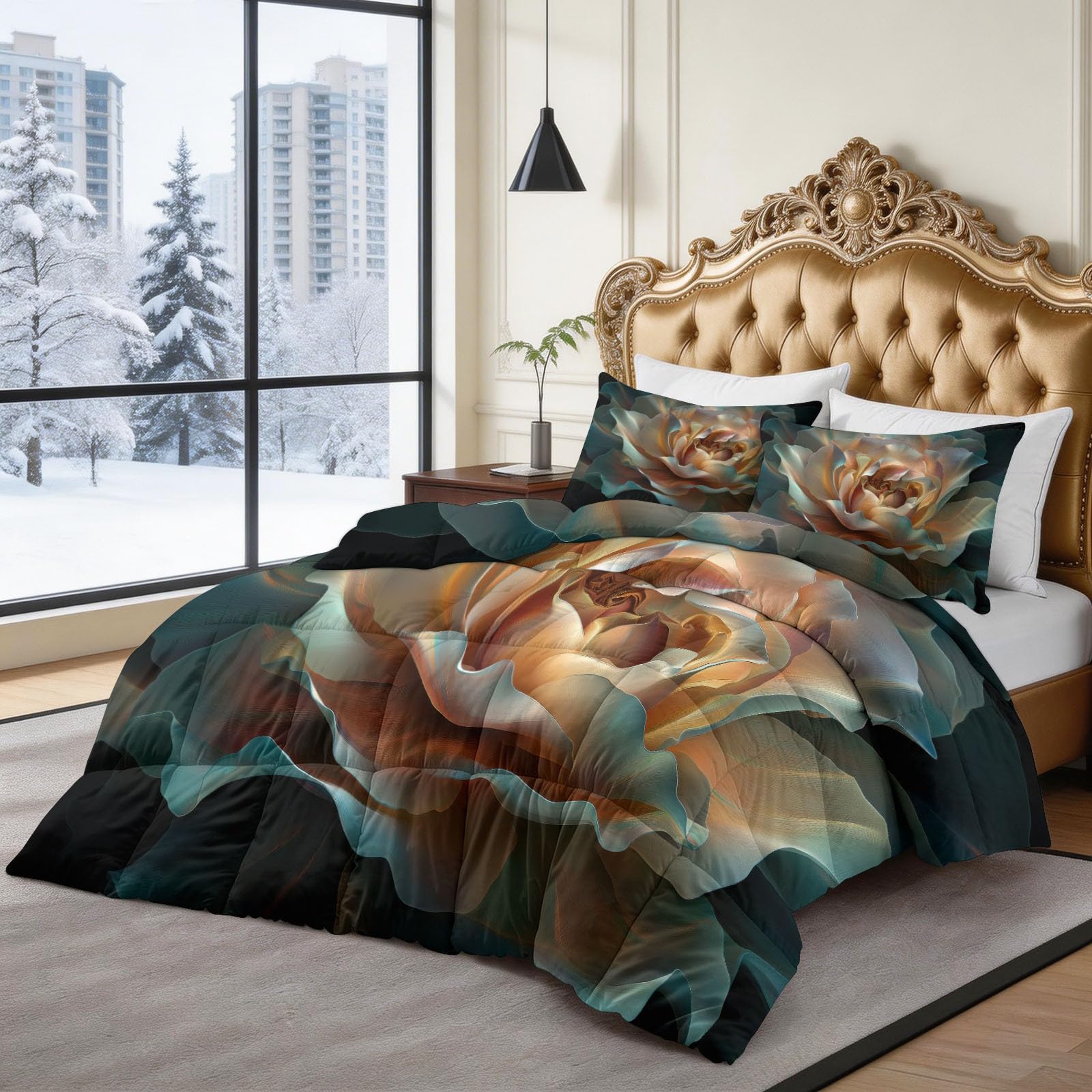 Piumino 4 Stagioni 150x200 cm Rosa Astratta Trapunta Copriletto Imbottito Leggero in Microfibra Soffice, Trapuntino Stampa Reversibile Estate e Inverno