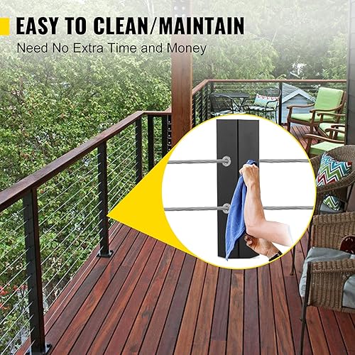 Miniatura 4 de VEVOR Poste de riel para cables, 36 x 1.5 x 1.5 pulgadas, poste de escalera de nivel de acero inoxidable, acabado cepillado, barandilla de cubierta