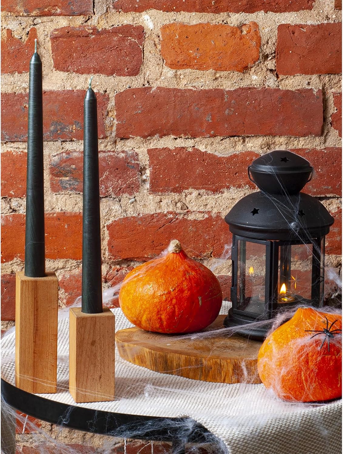 CANDWAX 12 inch Taper Candles Set of 12 - Dripless and Smokeless - Slow Burning Black Tapered Candle Sticks Ideal for Halloween - Black Candles