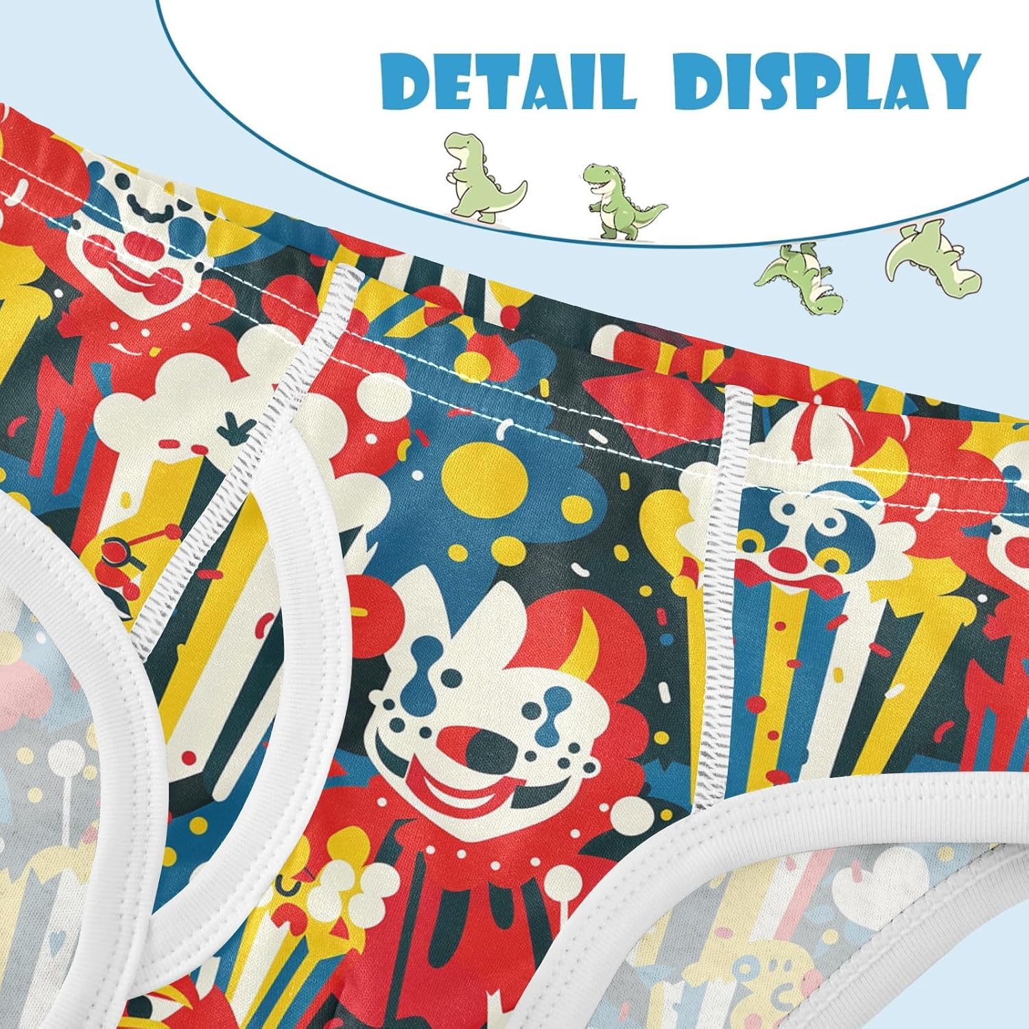 visesunny Boys Cotton Underwear Abstract Clown Popcorn Pattern Printed Toddler Soft Training Briefs Size 2T-8Y for Kids