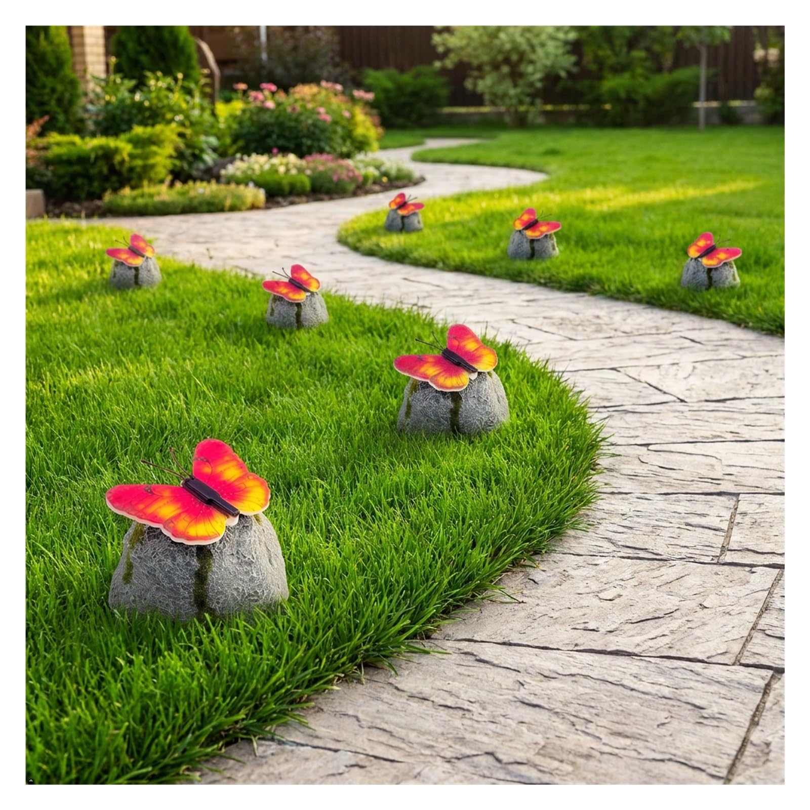 Sasso luminoso solare resina decorazione giardino LED vialetto patio aiuola(Blue)