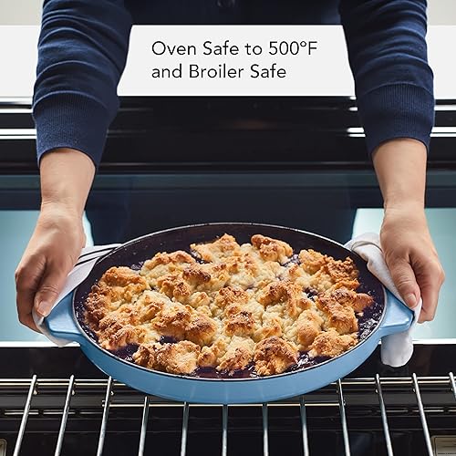Miniatura 5 de KitchenAid Sartén ovalada para asar de hierro fundido esmaltado, 2.5 cuartos de galón, terciopelo azul