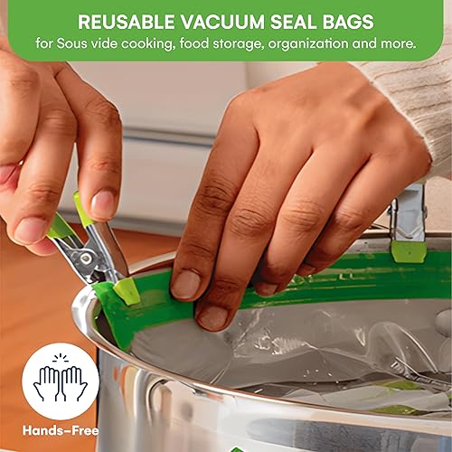Miniatura 2 de SOUSVIDE ART - 37 bolsas de sellado al vacío reutilizables con sellador al vacío, 30 bolsas de cocina y almacenamiento de alimentos de 3 tamaños con