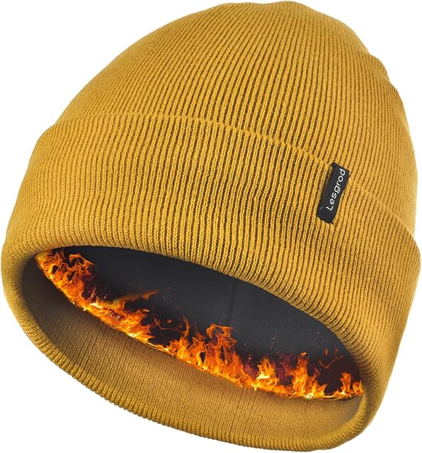 Lesgrod Beanie for Men,Comfortable Breathable Soft Cuffed Beanie with Thick Warm LiningWinter Hats for Men, Gifts for Men
