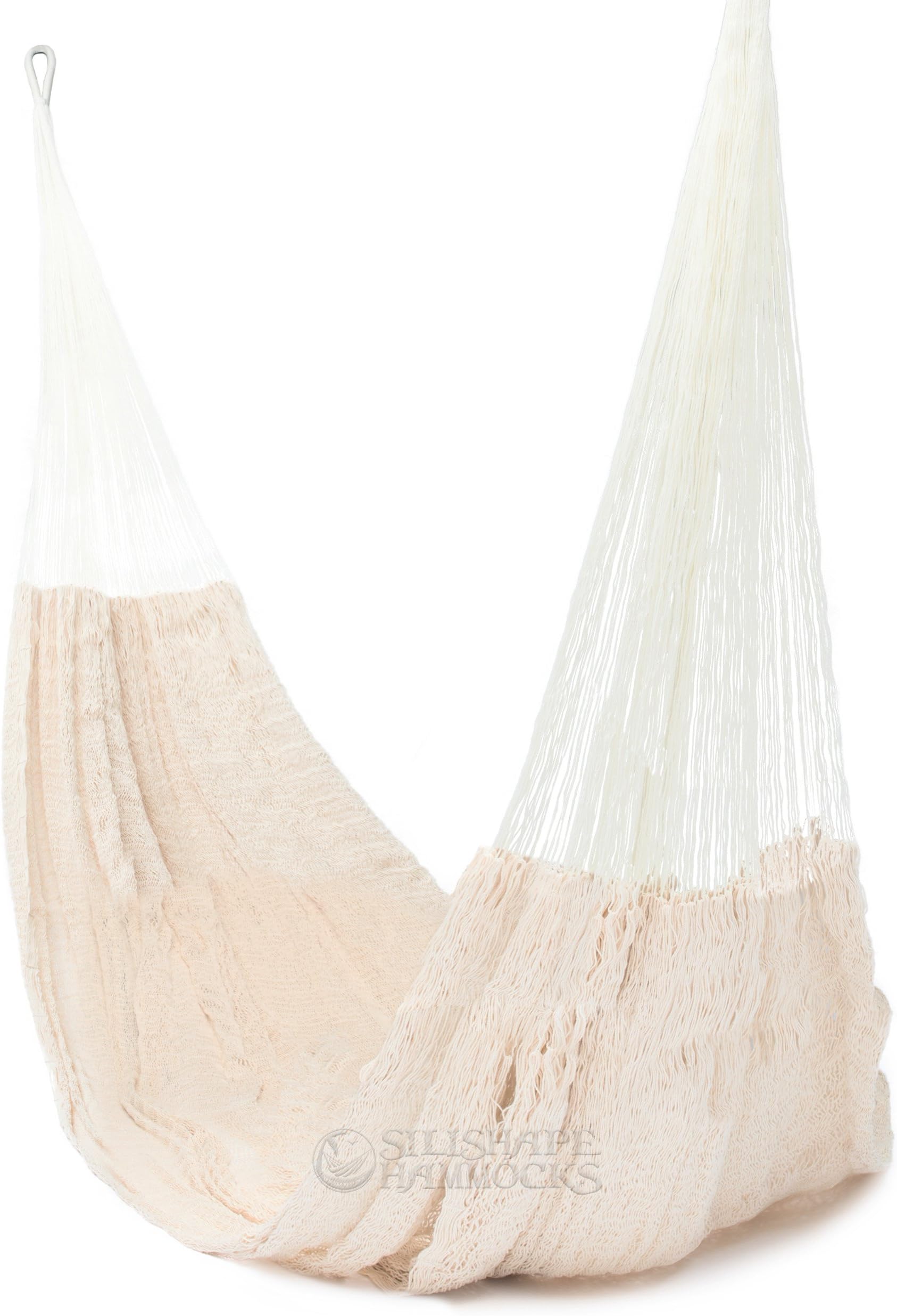 Handmade Cotton Hammock by Mayan Artisans - A Fair Trade Item - Mold To You Body - Soft And Most Comfortable - Mexican Single Regular Size Natural White 330 lbs Max by SilishapeHammocks