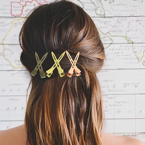 Miniatura 7 de 30 pinzas para el cabello sin arrugas, horquillas de metal mate para peinar el cabello, pasadores de pelo de pico de pato - Horquillas de cocodrilo