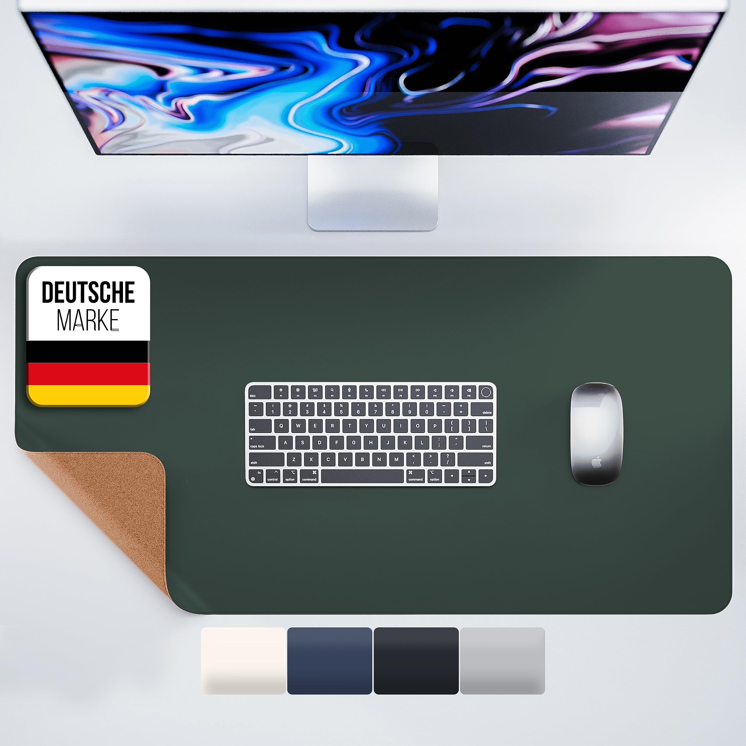 Schreibtischunterlage Leder 80x40 cm – extra dünn & rutschfest - Desk Mat & Deskmat wasserfest & schmutzabweisend - Schreibtisch Unterlage, Schreibunterlage & Tischunterlage Schreibtisch