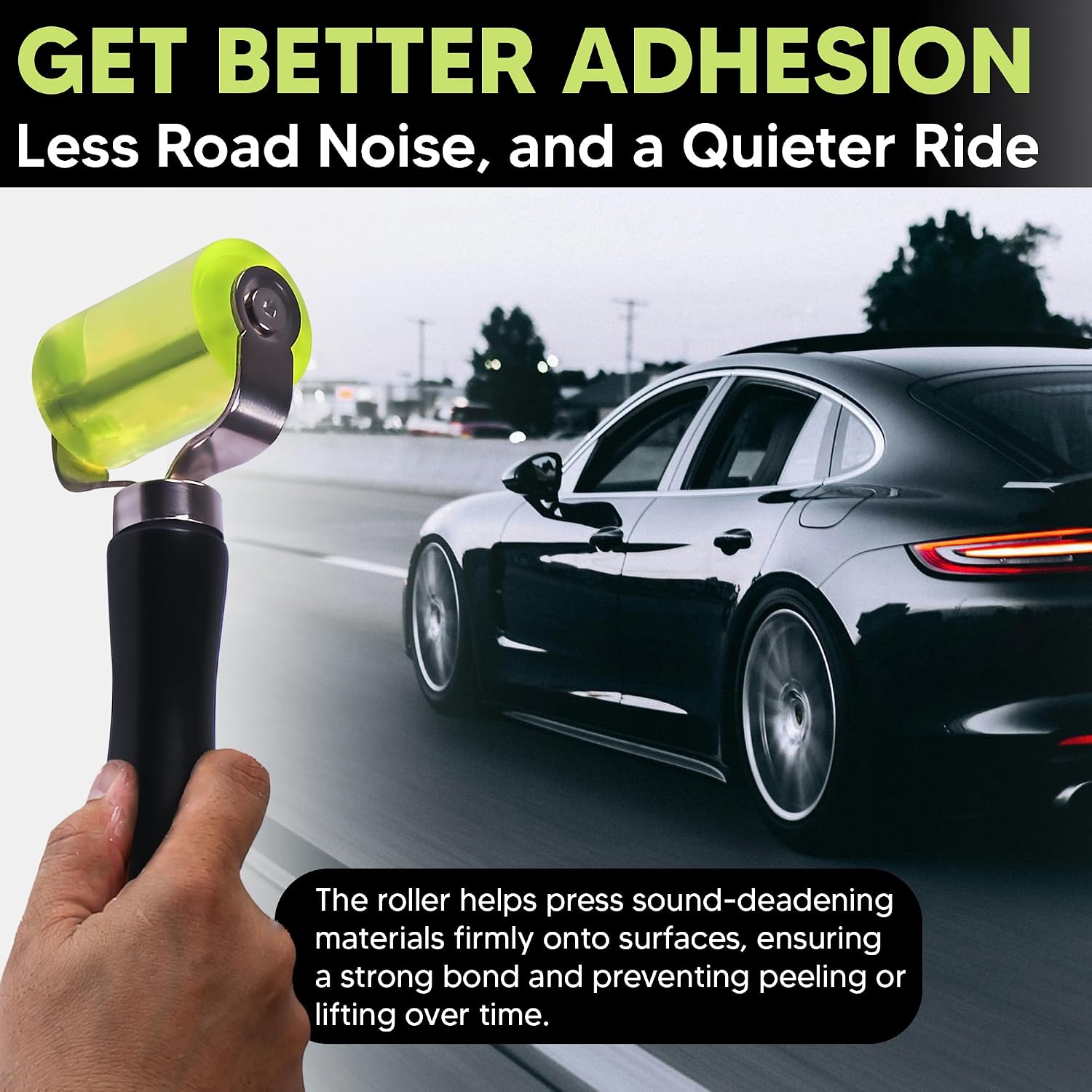 SoundSkins SSK-Roller Sound Dampening Installation Tool - Polyurethan Rubber Roller with Wooden Handle - Eliminates Air Bubbles