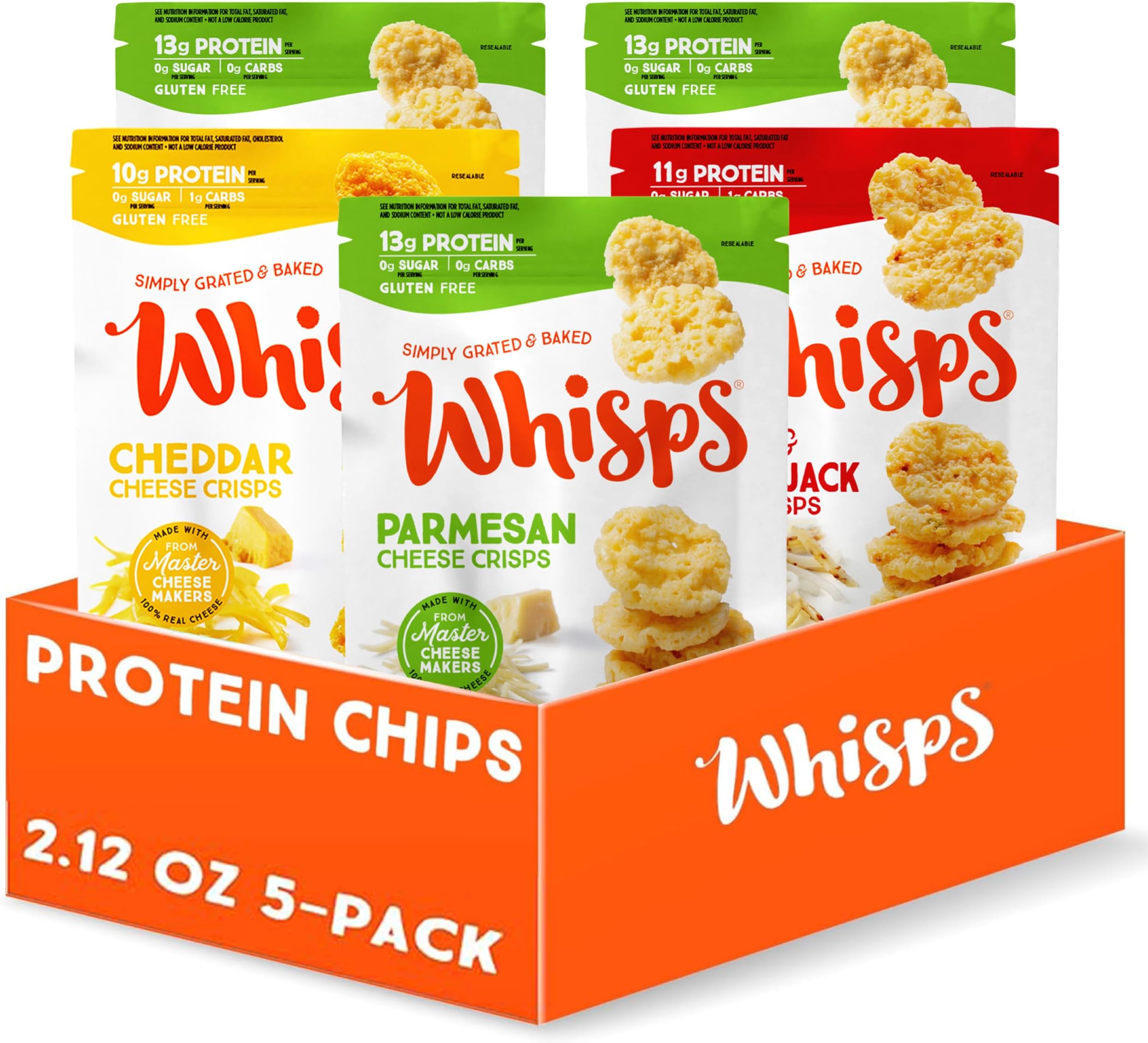 Cheese Crisps Variety Pack, Protein Chips, 2.12 Oz, 5 Pack