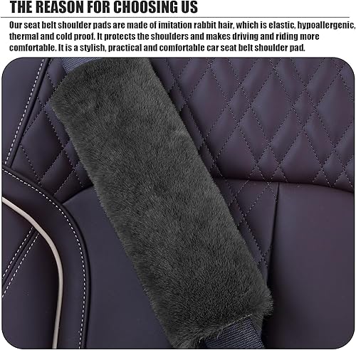 Miniatura 3 de ZBGUN 2 fundas de hombro para cinturón de seguridad de automóvil, 9.8 x 5.1 pulgadas, almohadilla cálida de felpa para alivio de presión de hombros