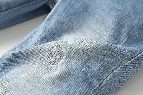 Miniatura 4 de KIDSCOOL SPACE Pantalones de mezclilla rasgados con banda elástica en el interior con anillos en D