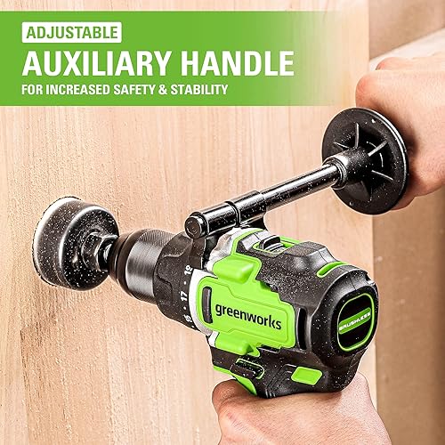 Miniatura 9 de Greenworks Taladro inalámbrico de 24 V sin escobillas de 12 pulgada (mandril de metal, 800 pulgadas-lb21 posición de embragueluz LED), solo