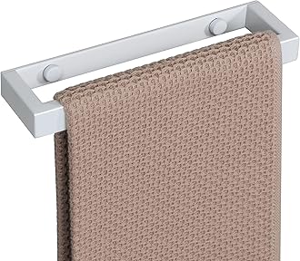 Sayayo Bathroom Towel Holder Hand Towel Ring White Self Adhesive & Screw Towel Rail SUS304 Stainless Steel 8-inch Wall Mounted No Drilling, EGJF020-W