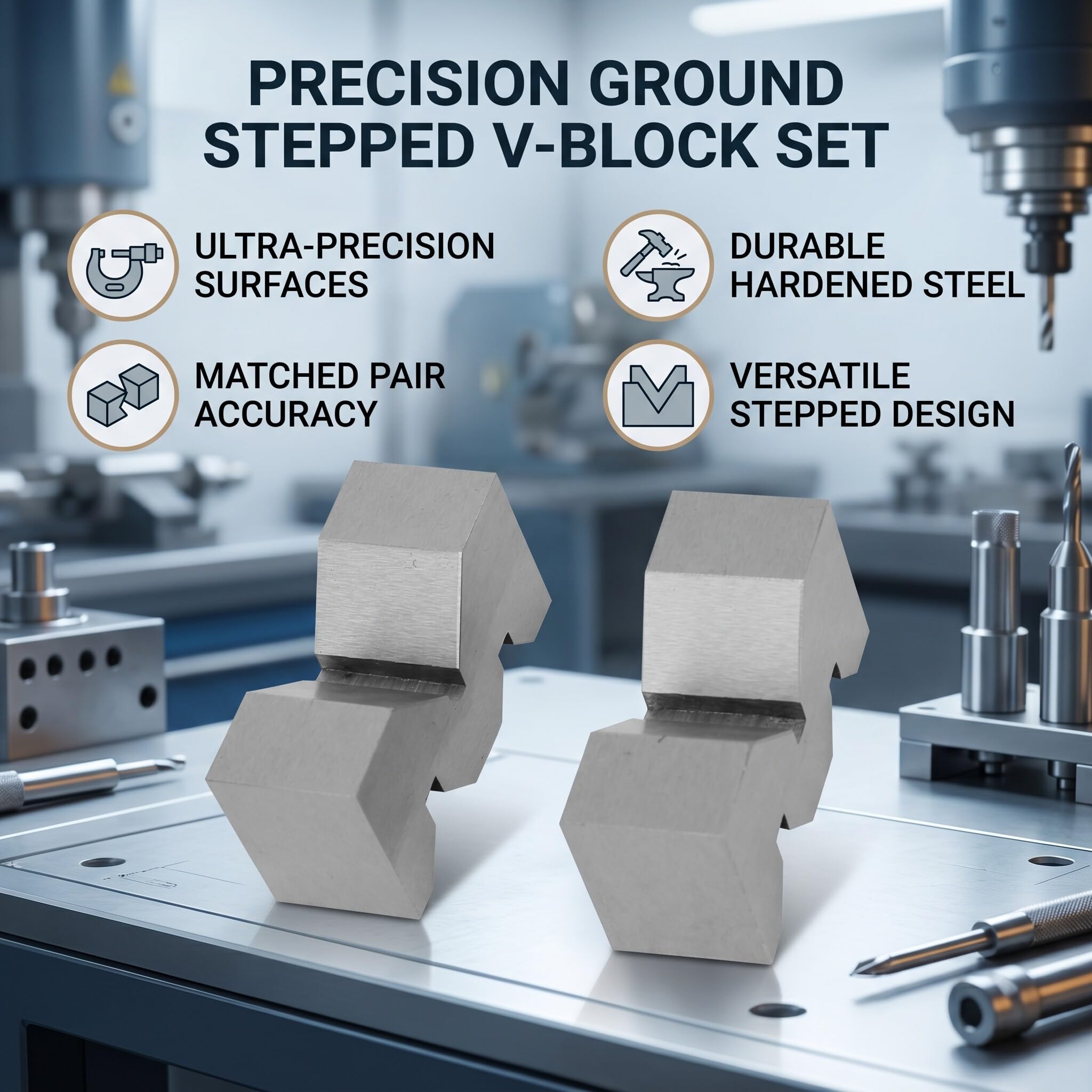 2PCS Block de Type M Al1081 V 50 Mm D'AL1081, Outil Essentiel pour la Mesure et la Mesure de la Plate-forme, adapté à L'inspection et au Revêtement de Précision