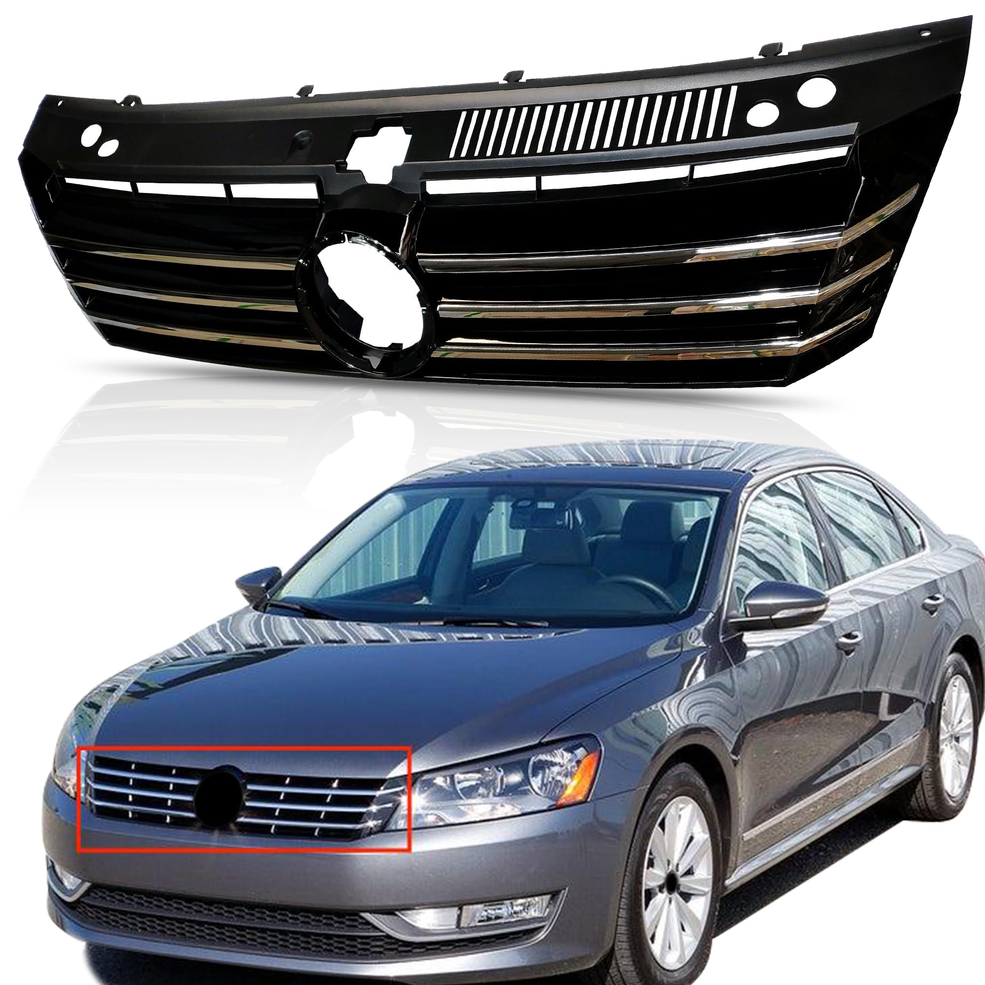 For 2012 2013 2014 2015 Volkswagen VW Passat Front Molding Grille Grill Chrome 561853651COQE