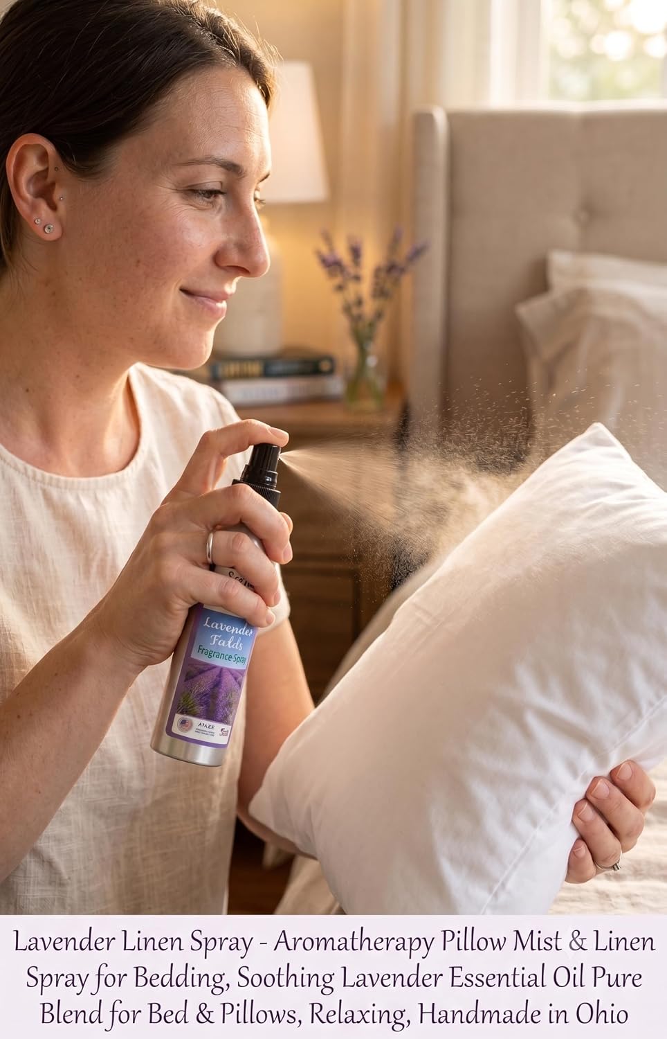 Essential Oil Fragrance Spray, Lavender, 4 oz — Natural Room and Fabric Mist for Home, Office, and Bedding