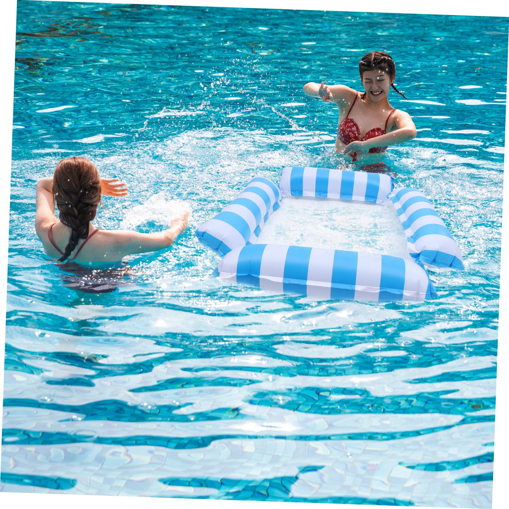 ibasenice Lettino Gonfiabile per Piscina in Pvc e Nailon Design a Tubo, Pieghevole e Traspirante, Materassino a Rete per Relax Estivo al Mare in Piscina