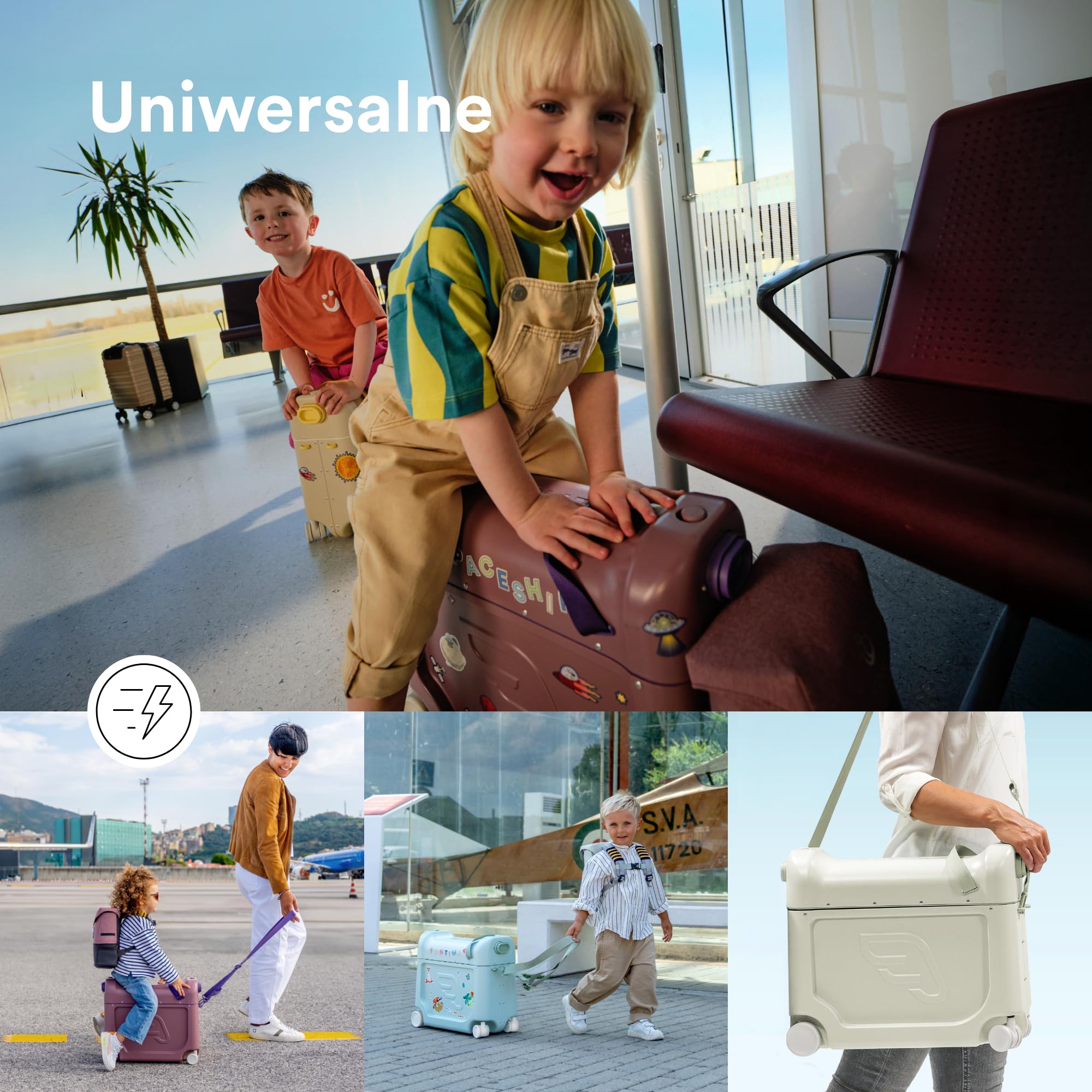 Stokke JetKids BedBox, Arctic Blue - Walizka jeżdżąca dla dzieci w wieku 2-7 Lat (do 35 kg) - Zamienia się w łóżko - Zawiera materac, naklejki dekoracyjne i regulowany pasek do przenoszenia