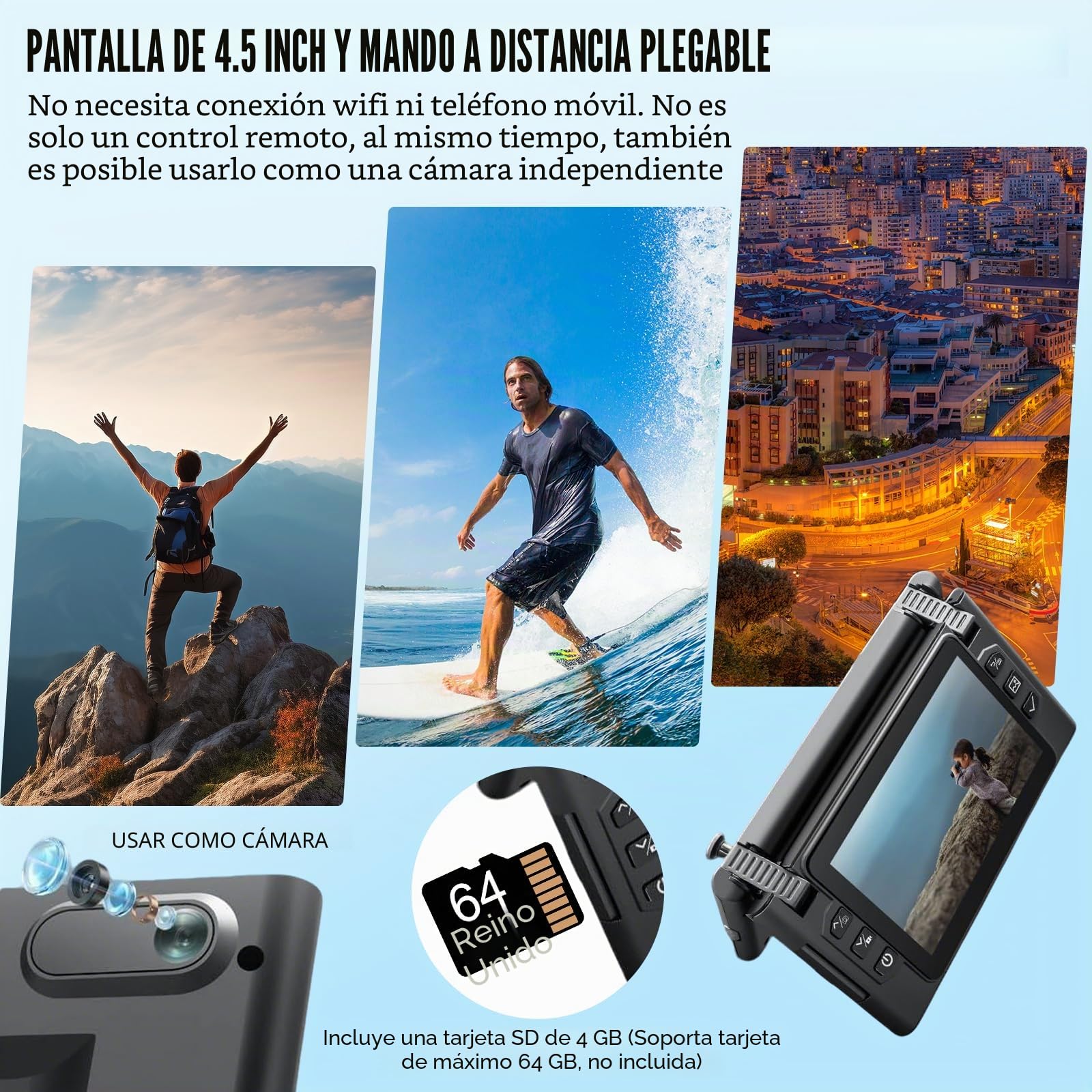 OBEST Drone GPS con Cámara 4K Adultos,Dron FPV con Pantalla 4.5" y 4GB | 2 Batería 50Min, Estabilizador Auto Seguimiento Retorno Follow Me Sígueme, 5G WIFI RC Helicóptero Plegable Gris