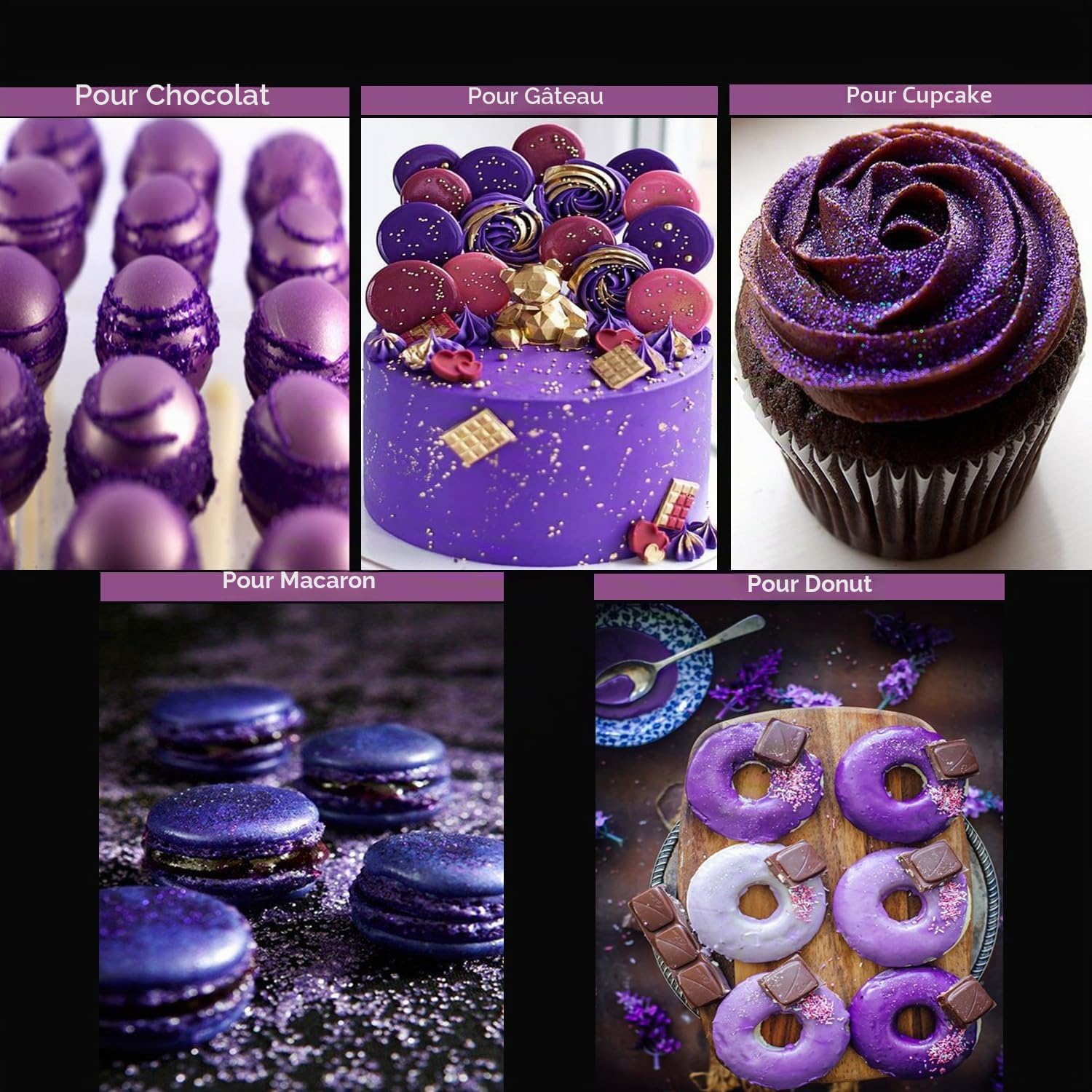 Paillettes comestibles violettes pour boissons, cocktails, gâteaux, vodka, qualité alimentaire, 4 g, sucre, poudre brillante