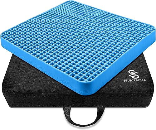 Miniatura 7 de Cojín de gel morado para sentarse con funda antideslizante cojín de apoyo para coxis espalda ciática alivio del dolor asiento doble morado para