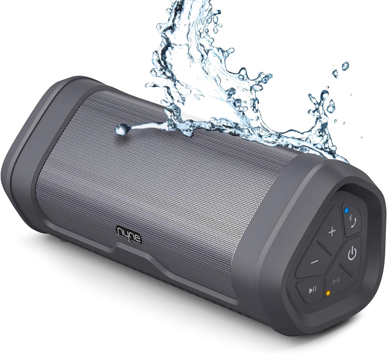 NYNE Boost Waterproof Portable Bluetooth Speakers with Premium Stereo Sound - IP67 Water & Dust Proof, 20 Hours Play-time, 100 ft Range, Built-in Power Bank and Mic, Loud Wireless Speaker,Grey