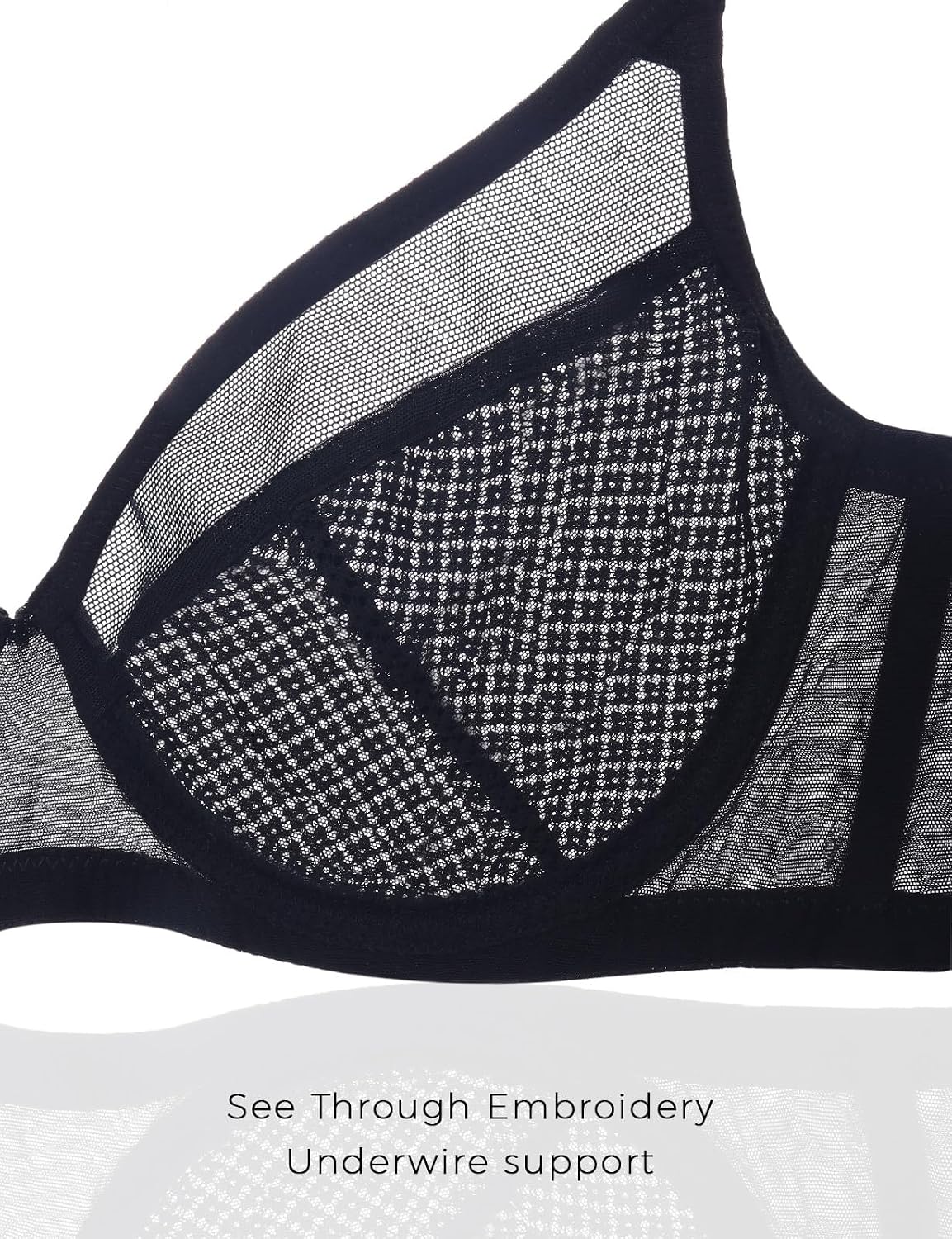 Minimizer Bras for Women Balconette Unlined Bra Mesh Sheer Bralette Underwire Support Seamless Non Padded