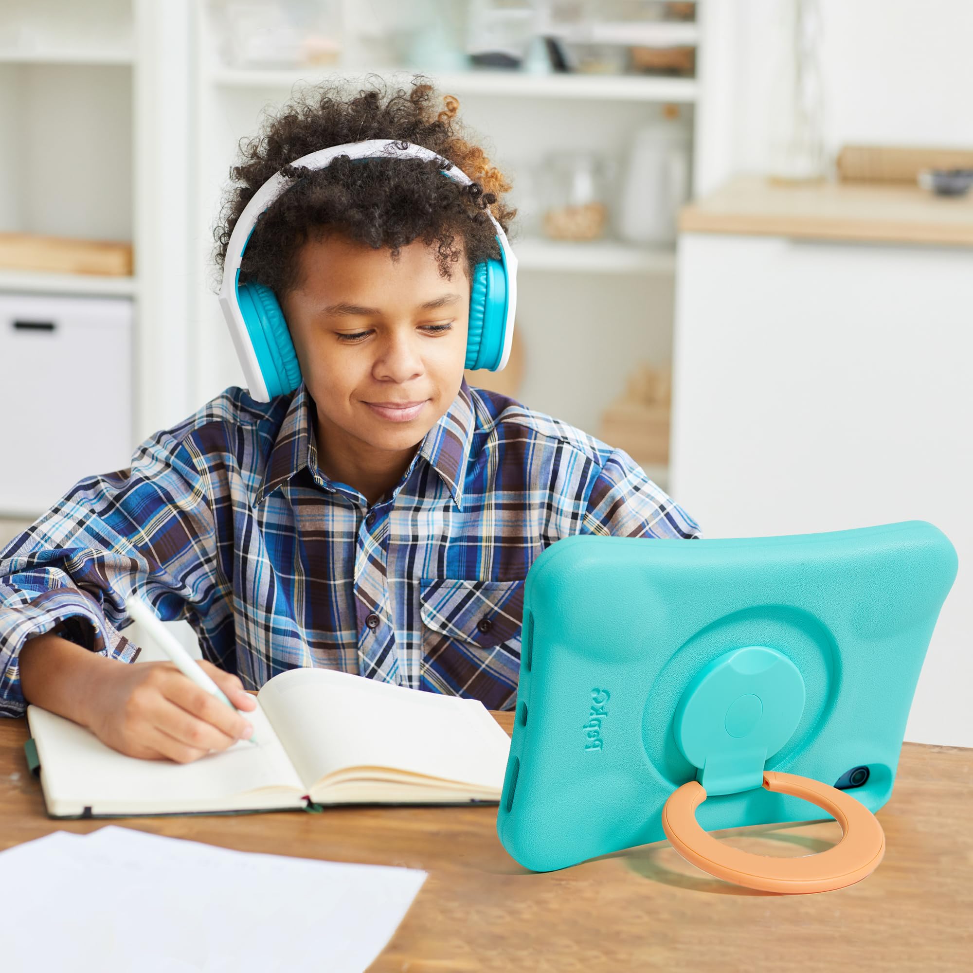 Custodia per Bambini per iPad, Cover Antiurto per iPad 10,9" 10a Generazione (2022), Custodia Protettiva Leggera per Tutto il Corpo con Maniglia/Supporto Pieghevole (Menta + Arancione)