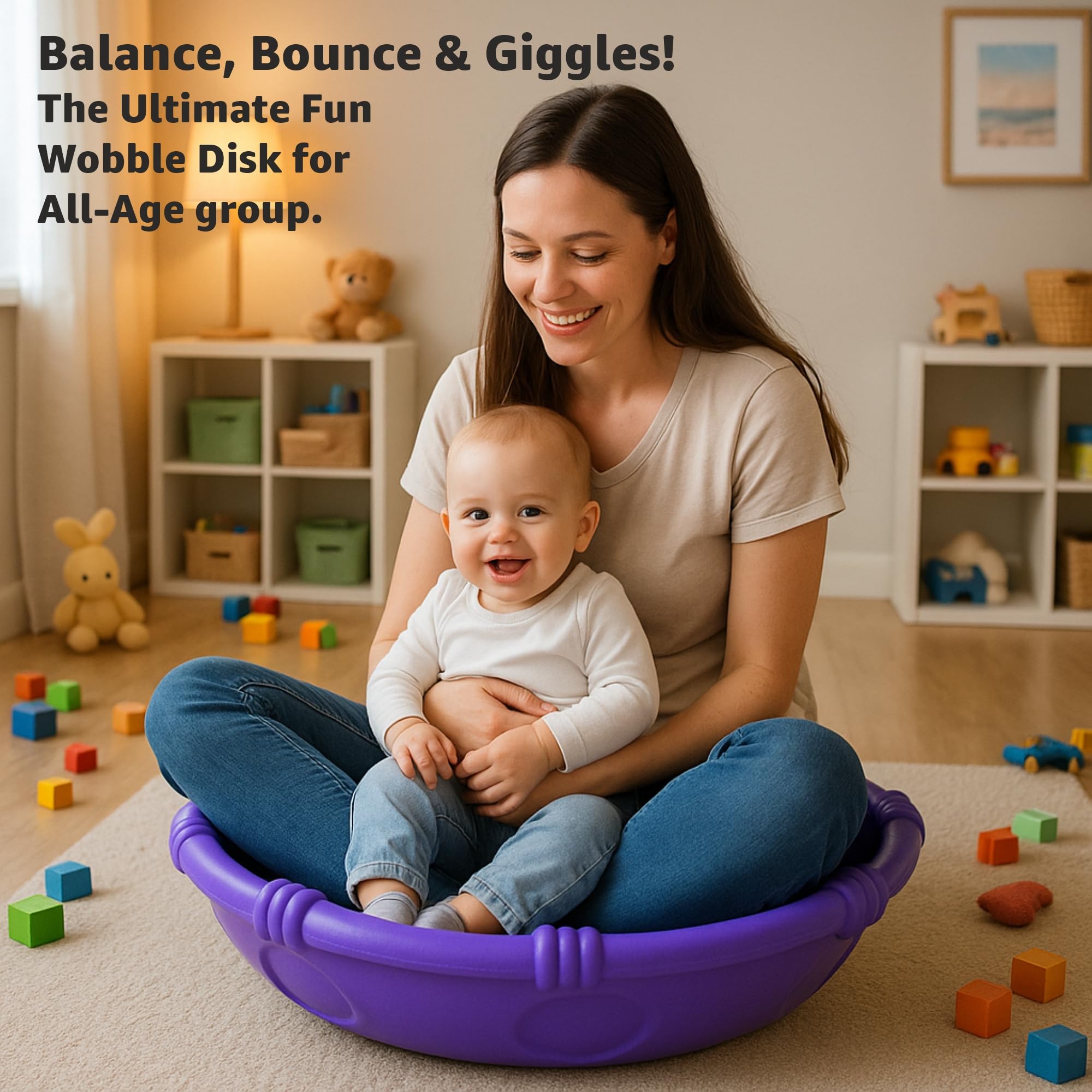 Amazon Brand - Jam & Honey 2-in-1 Rocking and Climbing Dome for Toddlers | Indoor/Outdoor Wobble Disk | 25kg Weight Capacity | Kids 2-5 Years | Balancing Board for Kids 3