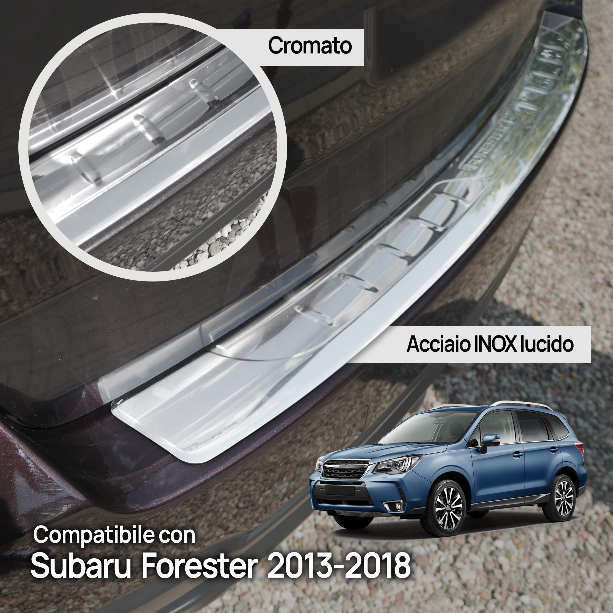 Paraurti posteriore valido per Nissan MICRA | K14 | Dal 2017+ acciaio inox cromato protezione per bordo del bagagliaio di carico