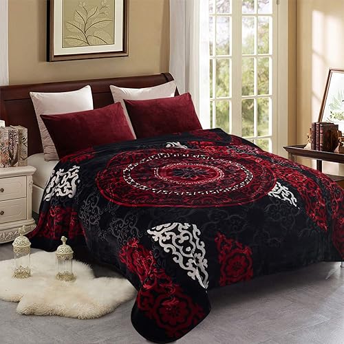 Miniatura 3 de MERRY HOME Manta de forro polar coreano tamaño King, 85 x 95 pulgadas, 9 libras, una sola capa, suave y cálida manta de visón gruesa Raschel en