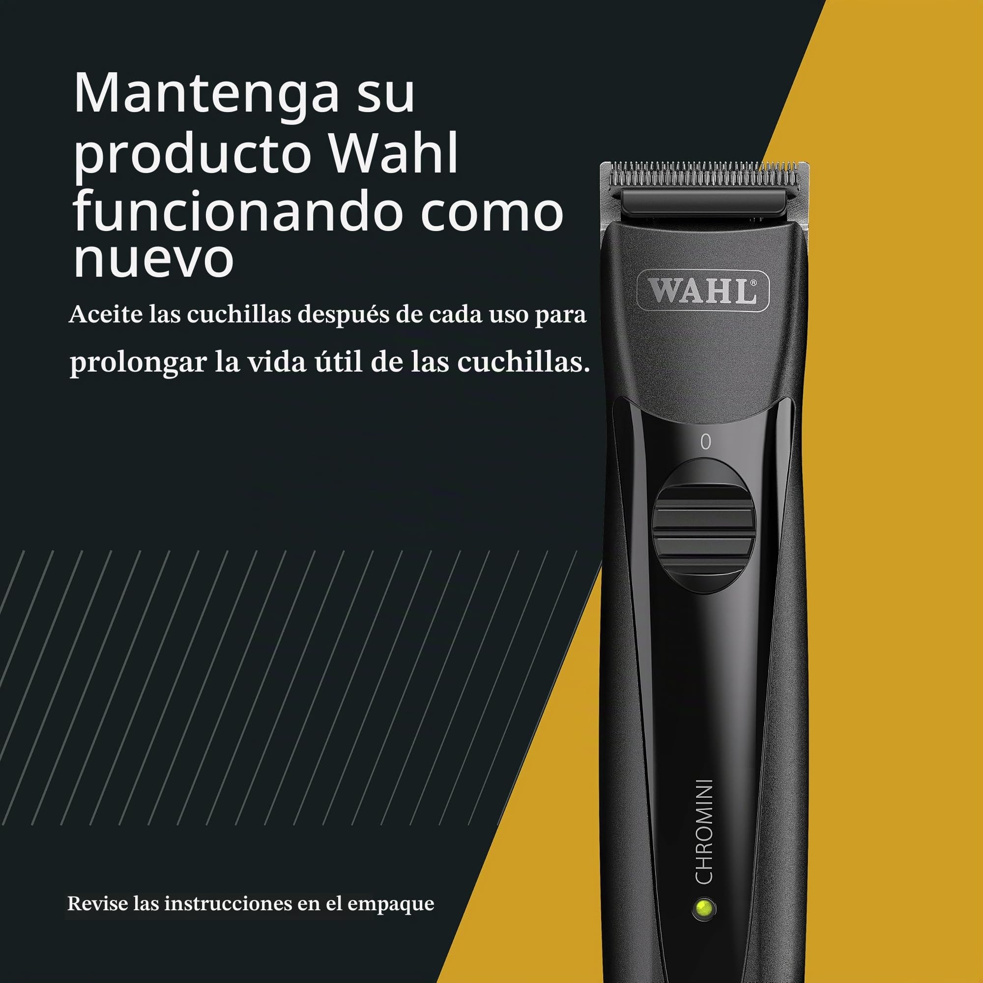 Wahl Chromini, Cortapelos de Acabado Inalámbrico, Indicador LED | Cortapelos de Acabado Inalámbrico, Cuchilla Cromada 0,4 mm de Cambio Rápido, Motor Silencioso, hasta 100 Minutos
