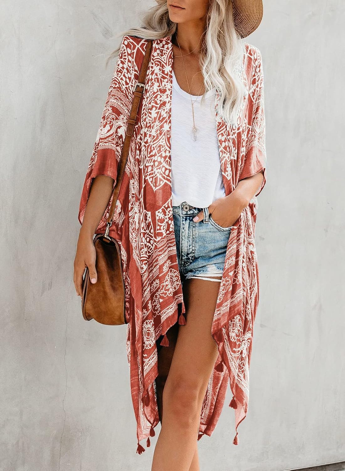 Breezy Lane Women's Kimono Cardigan Summer Swimsuit Coverups Beach Cover Up with Floral Print for Vacation - Image 8