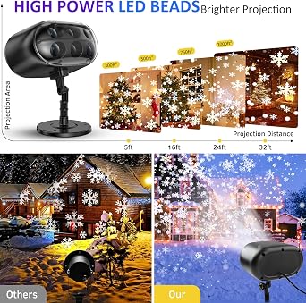 Christmas Projector Lights Outdoor - Upgrade Falling Vivid Snowflake [Energy Class F]