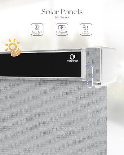 Miniatura 2 de Graywind Persianas motorizadas para exteriores para patio, compatibles con Alexa y Google, persianas enrollables eléctricas con energía solar para