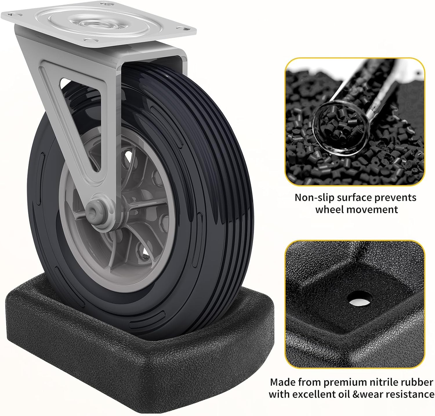 Rubber Wheel Dock for Trailer, Heavy Duty Jack Wheel Chock Stopper Fits 6" Caster, Travel Trailer Wheel Dock Jack Wheel Stabilizer for RV, Boat, Camper and Caravans
