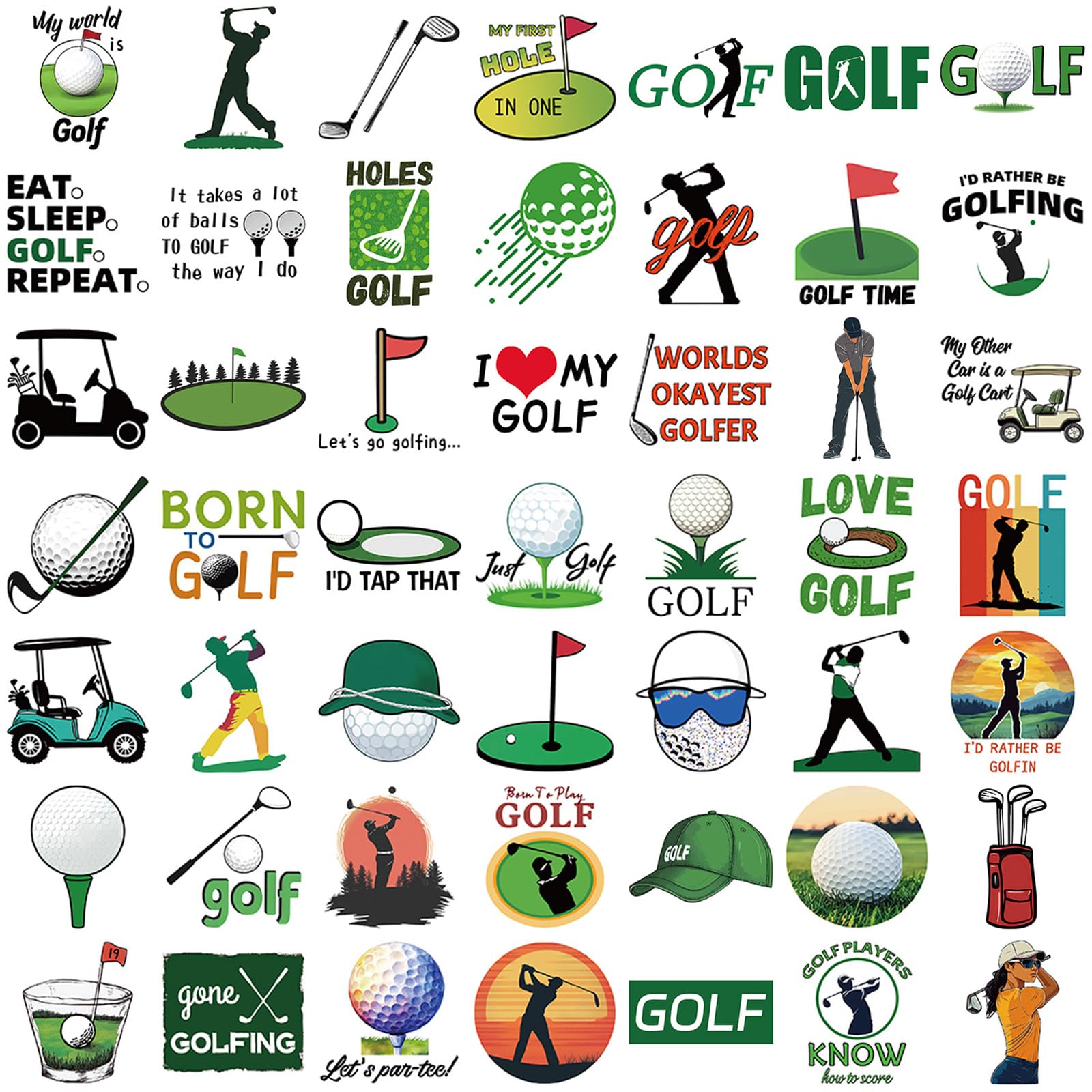 50Pcs Golf Sports Stickers Waterproof Decal for Outdoor Use Personalizing DIYer Projects Home Laptop Decors Luggage Golf Stickers