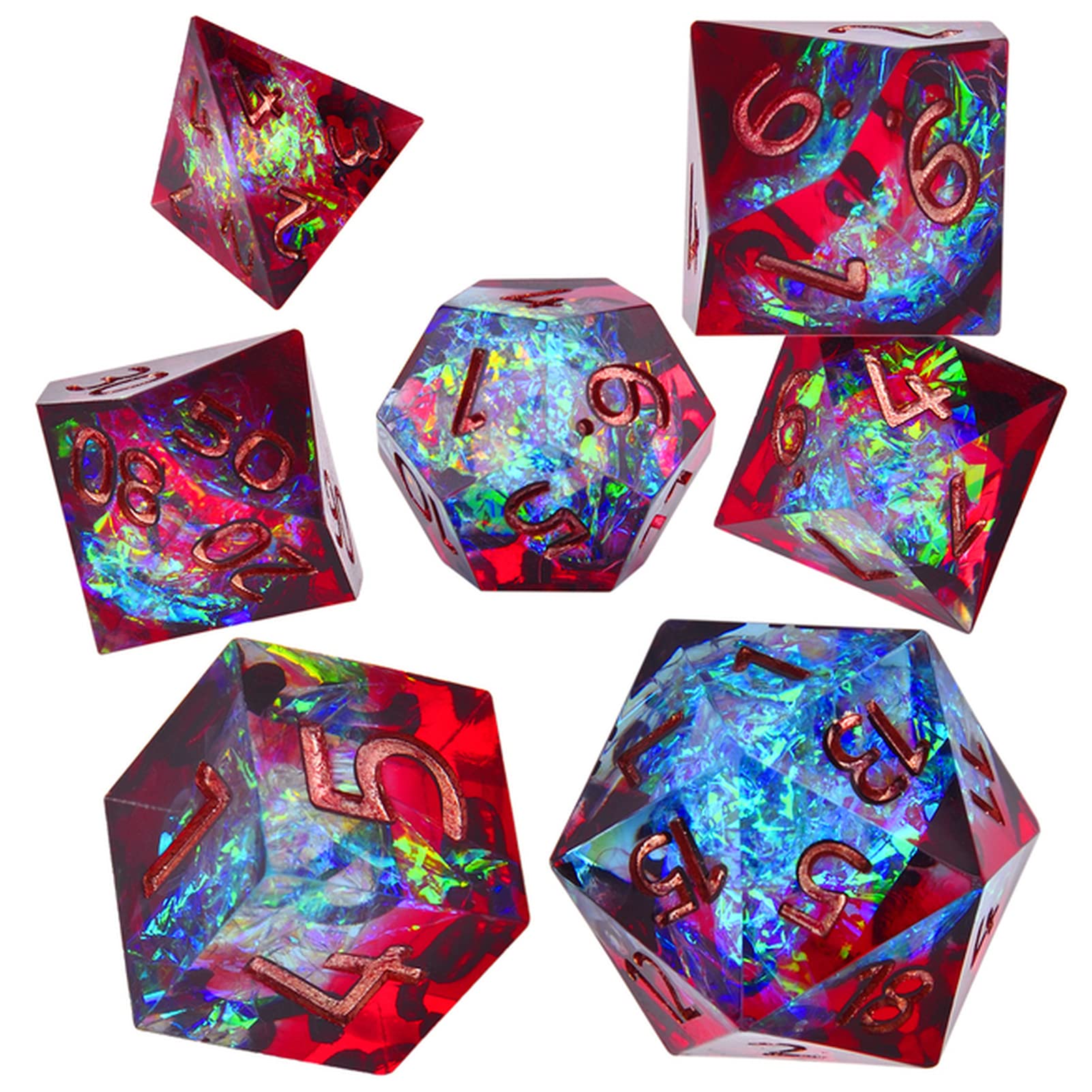 Dados Resin POLYEDRAL IRIDEIDERCENTE DICIO DIBLE Set for Juegos DE LA Tabla RPG Dado Gigante(Red Blue)