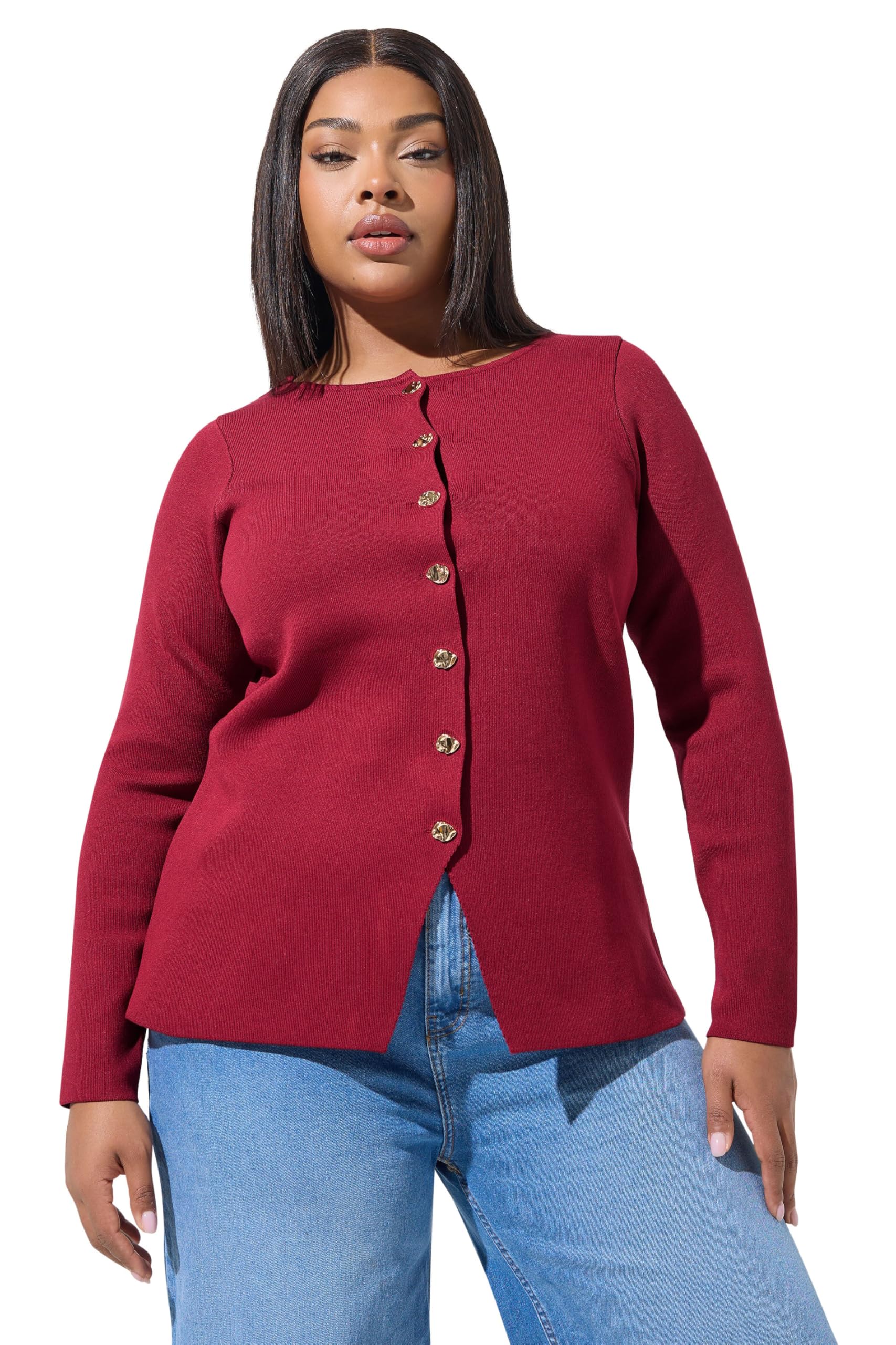 Yours Women's Red Long Sleeve Knitted Top In Size 22-24