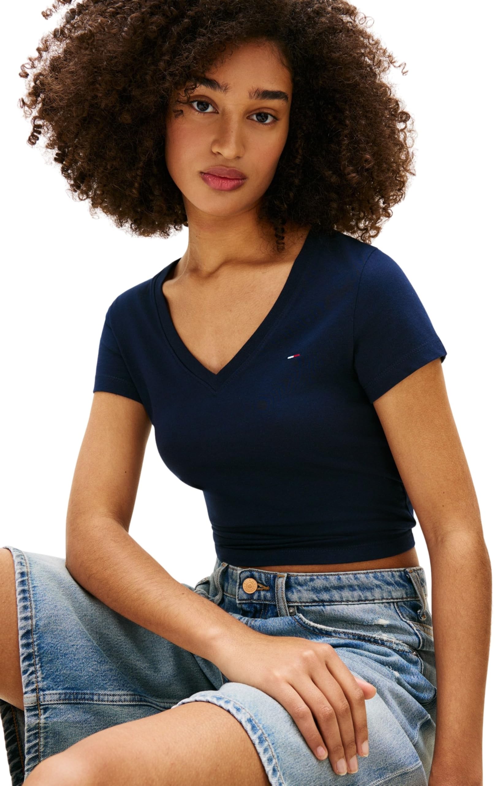Tommy Jeans Tjw 3pack V-Neck tee Dw0dw23005 Camiseta S/S Mujer (Pack de 1)
