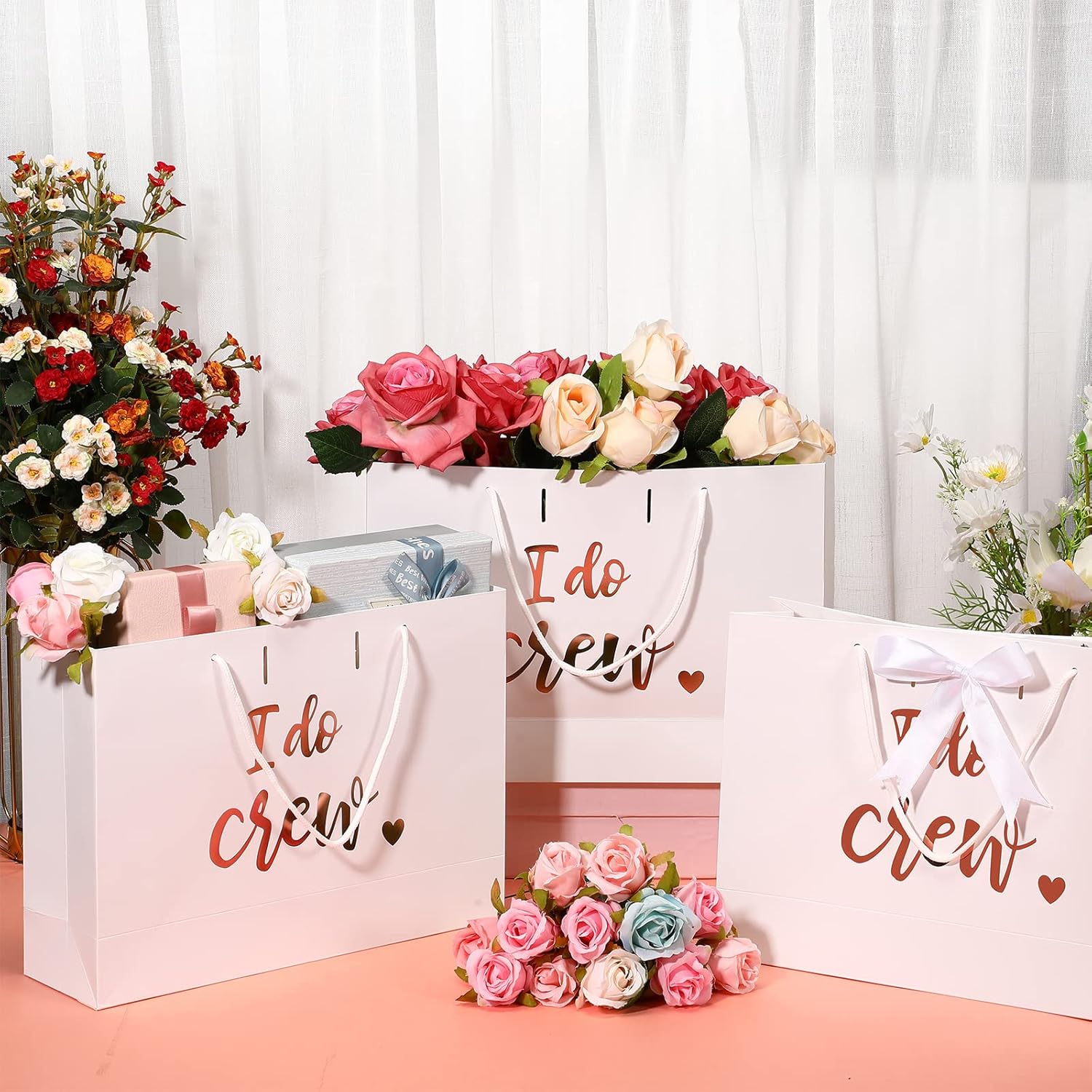 Outus 12 Pcs Bridesmaid Gift Bags I Do Crew Wedding Gifts Bags with Ribbon for Wedding Day Bachelorette Party Bridal Party Favor Team Bride Bridal Shower Gift Bag - Image 7