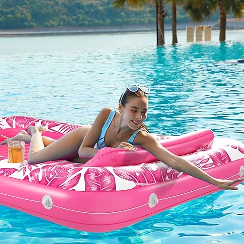 Miniatura 6 de Jasonwell - Flotador inflable para piscina, 4 en 1, almohadilla de bronceado para adultos, relajarse en la piscina, flotador lleno de juguetes de