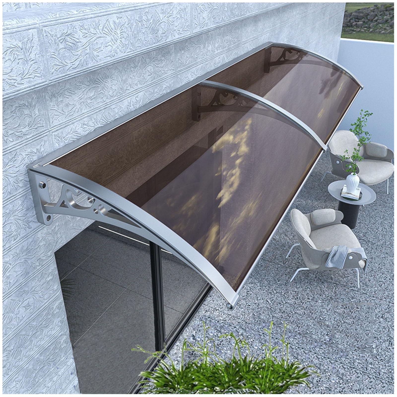 Auvent de porte pour abri de pluie de jardin et terrasse en alu 80 x 240 cm