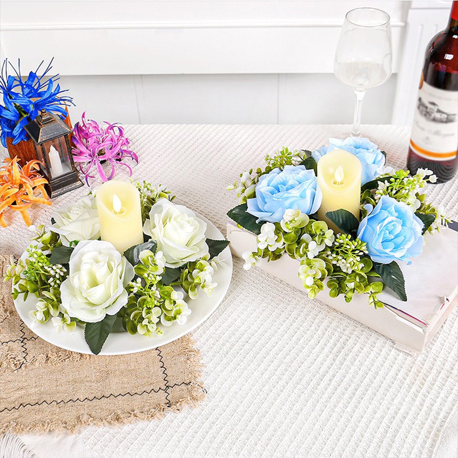 Anillo De Vela Con Rosa De Seda Roja, Centros De Mesa Para Bodas, Anillo De  Vela, Decoración Con Flores De Seda, Decoraciones De Boda Asequibles -  España, image size:1600x1600