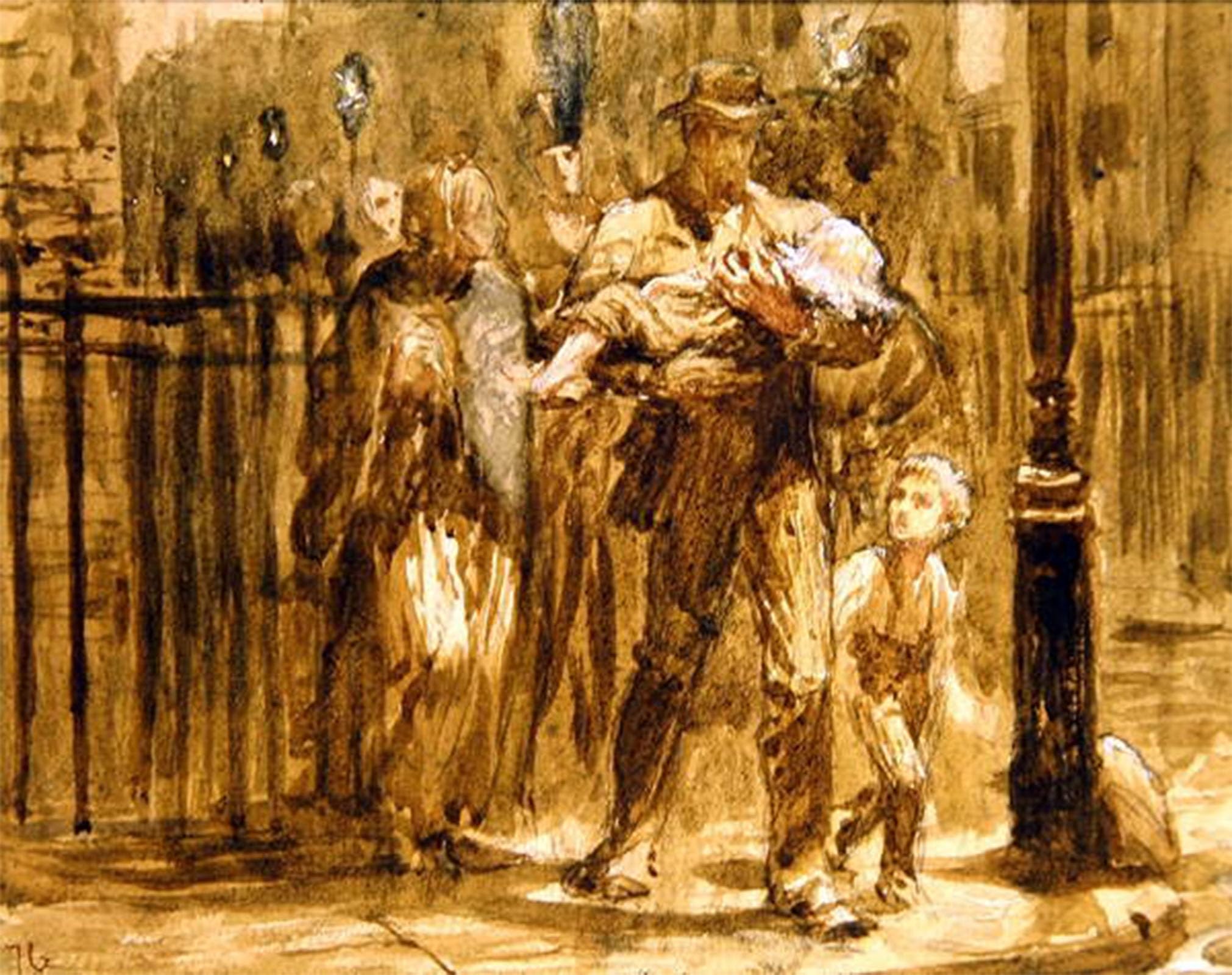 SERENDIPITP Abstract Painting Mural Print Picture Wall Decor Painting an Family by Frank Dicksee Vintage Wall Artwork for Home Decor 60x90cm